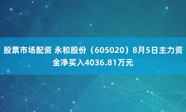股票市场配资 永和股份（605020）8月5日主力资金净买入4036.81万元